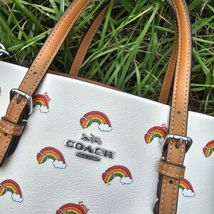 Rainbow Print Coach Mollie Tote
